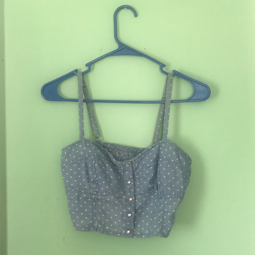 Button up polka dot crop top